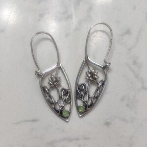 Elegant Silver and Green Earrings